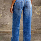 Jeans à taille moyenne et coupe droite