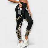 Pantalon de sport taille haute avec motif léopard
