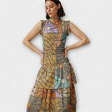 Robe midi botanique multicolore