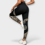 Pantalon de sport taille haute avec motif léopard