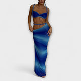 Jane - Duo Crop Top à Gradient Chic et Jupe Overskirt