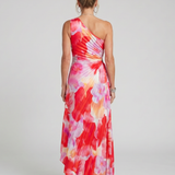 Taya | Robe midi avec haut plissé sur un côté