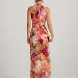 Elisabetta | Robe Maxi à Col Halter avec Motif Floral