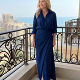 Mirque | Robe maxi à manches longues et devant croisé