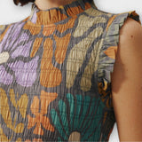Robe midi botanique multicolore