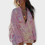 Liv - Ensemble de chemise et shorts en satin d'eau avec franges