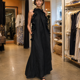 Véronique | Robe maxi noire à volants