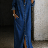 Sylvie | Robe longue en jean à boutons