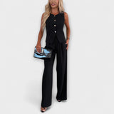 Wilhelmina - Ensemble élégant sans manches avec top et pantalon