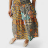 Robe midi botanique multicolore