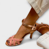 Béatrice | Sandales rose et or à talon