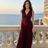 Lemar | Robe midi plissée sans manches avec décolleté en V
