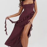 Amira Long Dress – Dark Plum