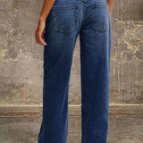 Jeans à taille moyenne et coupe droite