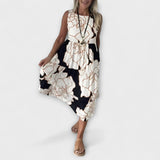 Robe midi à fleurs avec jupe à volants