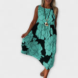 Robe midi à fleurs avec jupe à volants