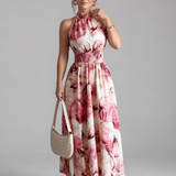 Olivia | Robe midi avec taille froncée et imprimé abstrait