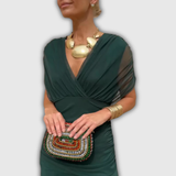 Béatrice | Robe longue verte à décolleté en V