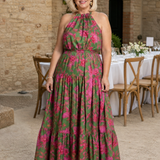 Rowen | Robe midi drapée à col halter