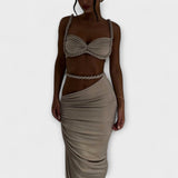 Jane - Duo Crop Top à Gradient Chic et Jupe Overskirt