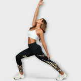 Pantalon de sport taille haute avec motif léopard