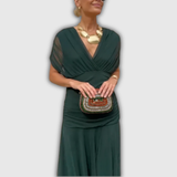Béatrice | Robe longue verte à décolleté en V
