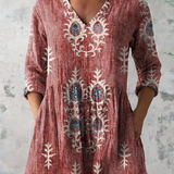 Élise | Blouse en lin longue avec imprimé floral bohème