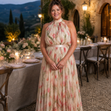 Aurelle | Robe Midi à Motif Floral avec Décolleté Croisé