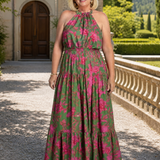 Rowen | Robe midi drapée à col halter