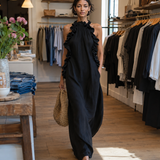 Véronique | Robe maxi noire à volants