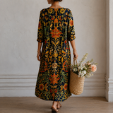 Isabelle | Robe longue à motif floral ornemental
