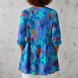 Juliette | Blouse en lin longue avec impression florale bohéme et mandala