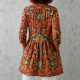 Léa | Blouse longue en lin avec motif médaillon oriental