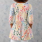 Pauline | Blouse longue en lin avec des points aquarelle colorés
