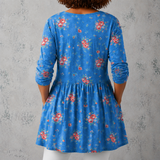 Mélanie | Chemise longue en lin avec de petites roses vintage