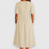 Sylvie | Robe midi rayée à boutons et poches