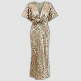 Isabelle | Robe midi drapée imprimé animalier