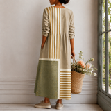 Colette | Robe longue à rayures et color-blocking