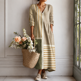 Colette | Robe longue à rayures et color-blocking