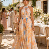 Véronique | Robe maxi à dos nu imprimée