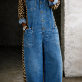 Corinne | Combinaison en jean à motif léopard
