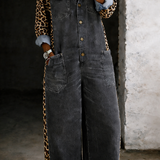 Corinne | Combinaison en jean à motif léopard