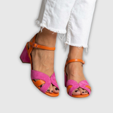 Sabine | Sandales bicolores rose et orange