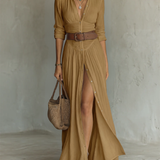 Amélia™ — Robe maxi élégante à col revers