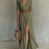 Amélia™ — Robe maxi élégante à col revers