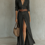 Amélia™ — Robe maxi élégante à col revers