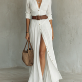 Amélia™ — Robe maxi élégante à col revers