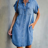 Yvette | Robe chemise en denim léger