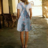 Micheline | Salopette courte en denim fleuri