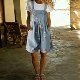 Micheline | Salopette courte en denim fleuri